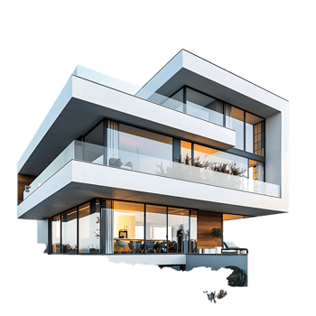 Modern house, isolated against a transparent background png