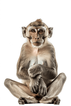 Monkey alone against transparent backdrop png