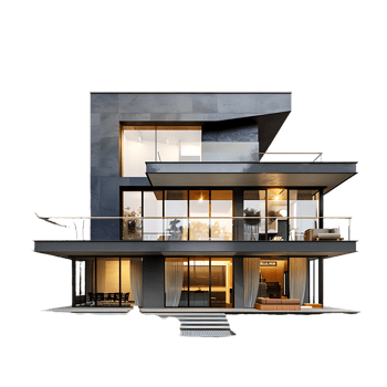Modern house, isolated against a transparent background png