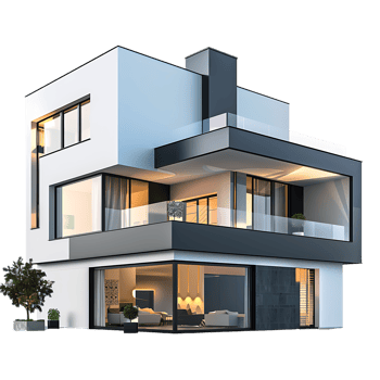 Modern house, isolated against a transparent background png