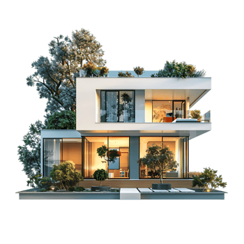Modern house, isolated against a transparent background png
