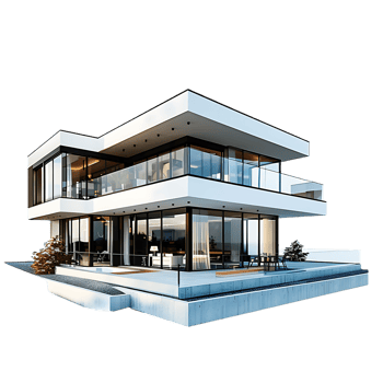 Modern house, isolated against a transparent background png