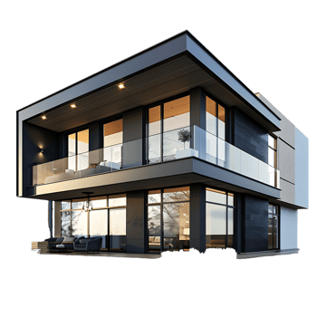 Modern house, isolated against a transparent background png