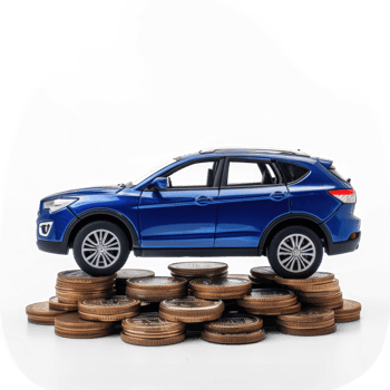 car on money stack on transparent background png