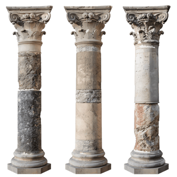 Old pillar set, isolated against a transparent background png