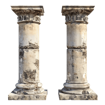 Old pillar set, isolated against a transparent background png
