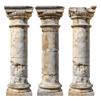 Old pillar set, isolated against a transparent background png