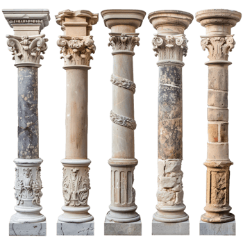 Old pillar set, isolated against a transparent background png