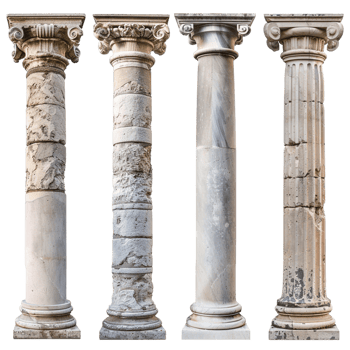 Old pillar set, isolated against a transparent background png