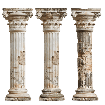 Old pillar set, isolated against a transparent background png