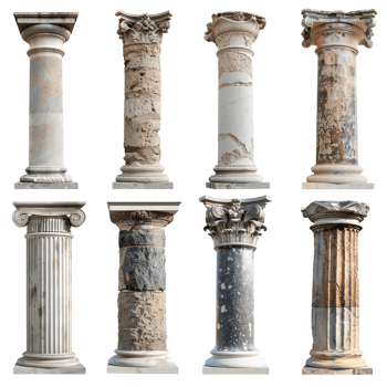 Old pillar set, isolated against a transparent background png