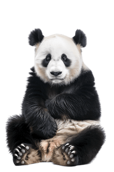 Panda seated alone against transparent backdrop png