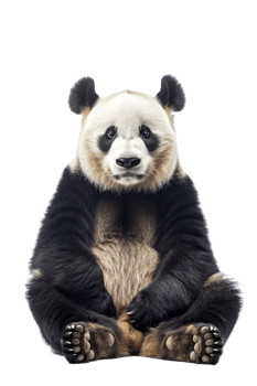 Panda seated alone against transparent backdrop png