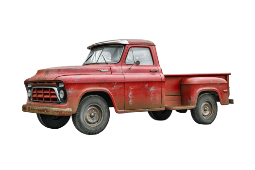 Pickup vintage truck alone against transparent backdrop png