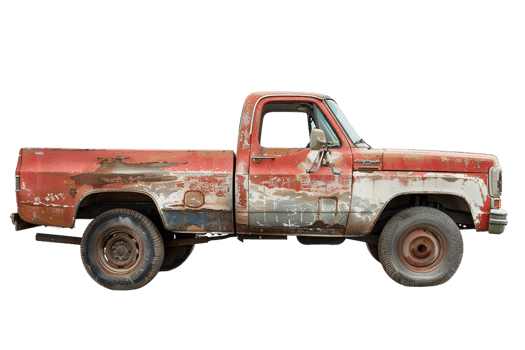 Pickup vintage truck alone against transparent backdrop png
