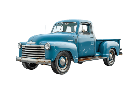 Pickup vintage truck alone against transparent backdrop png