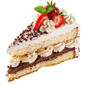 piece of cake with cream, isolated against a transparent background png