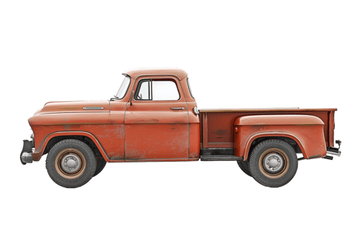 Pickup vintage truck alone against transparent backdrop png