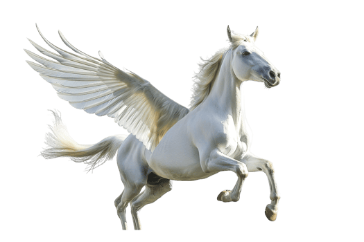 Pegasus flying, isolated against a transparent background png
