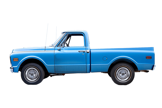 Pickup vintage truck alone against transparent backdrop png