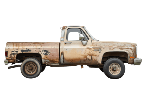Pickup vintage truck alone against transparent backdrop png