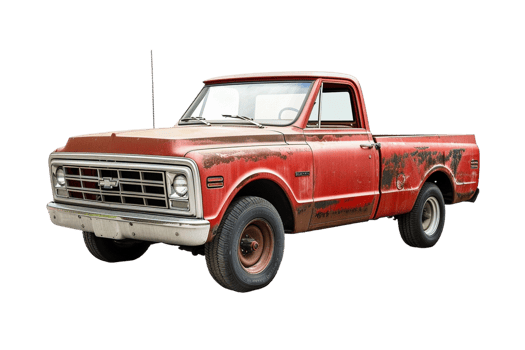 Pickup vintage truck alone against transparent backdrop png