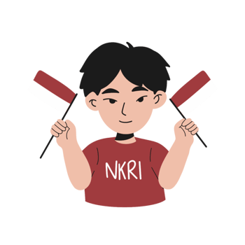 Boy holding two Flag Indonesian png