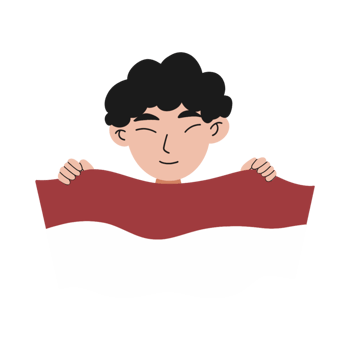 Boy holding Indonesian flag illustration png