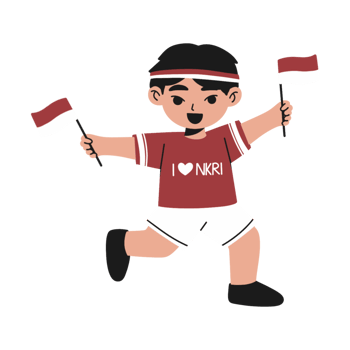 Cute boy bring two flag Indonesia png