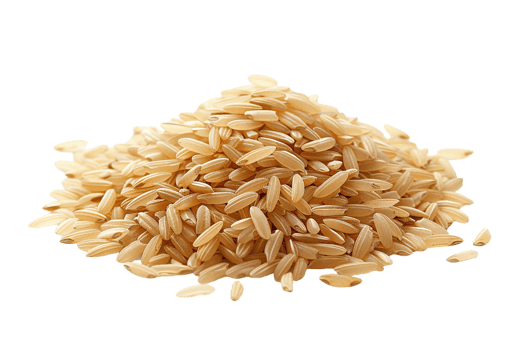 Pile of brown rice grains, isolated against a transparent background png