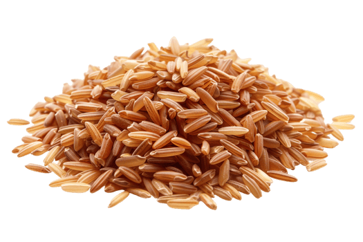 Pile of brown rice grains, isolated against a transparent background png