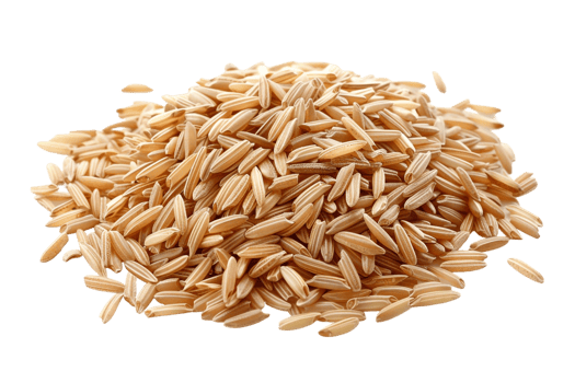 Pile of brown rice grains, isolated against a transparent background png