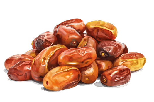 Pile of dates fruit, isolated against a transparent background png