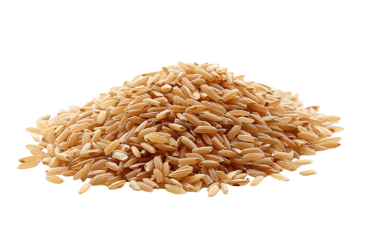 Pile of brown rice grains, isolated against a transparent background png