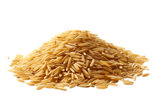 Pile of brown rice grains, isolated against a transparent background png