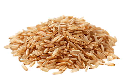 Pile of brown rice grains, isolated against a transparent background png