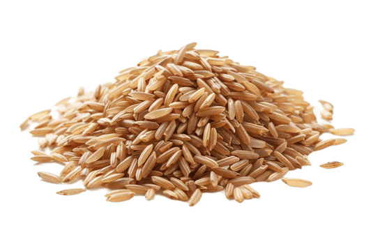 Pile of brown rice grains, isolated against a transparent background png