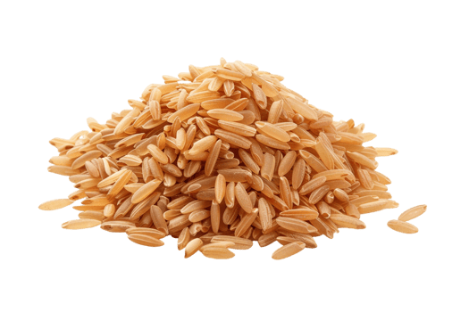 Pile of brown rice grains, isolated against a transparent background png