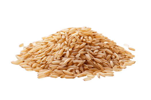 Pile of brown rice grains, isolated against a transparent background png
