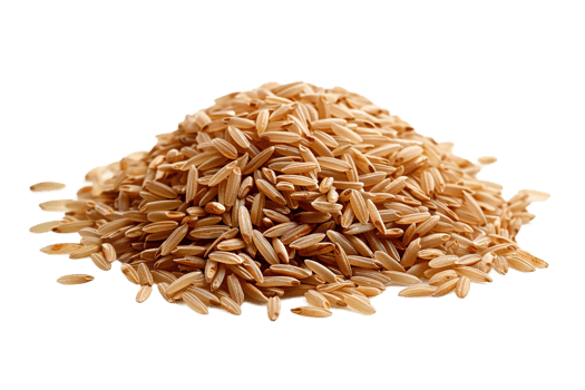 Pile of brown rice grains, isolated against a transparent background png