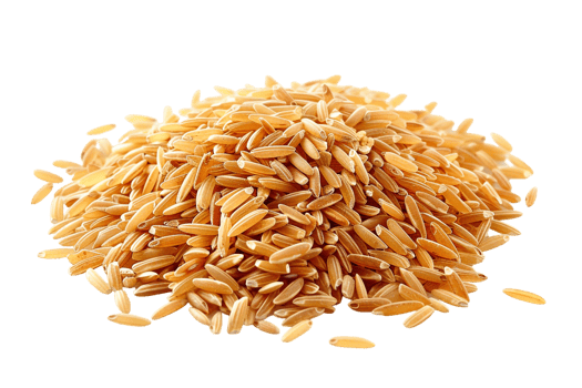 Pile of brown rice grains, isolated against a transparent background png