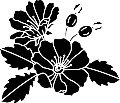Wild Rose flower solid glyph illustration vector