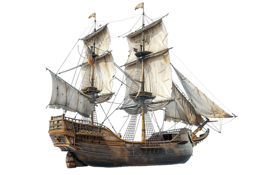 pirate ship isolated against a transparent background png