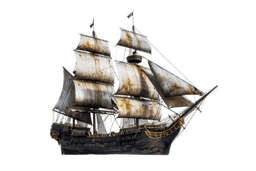 pirate ship isolated against a transparent background png