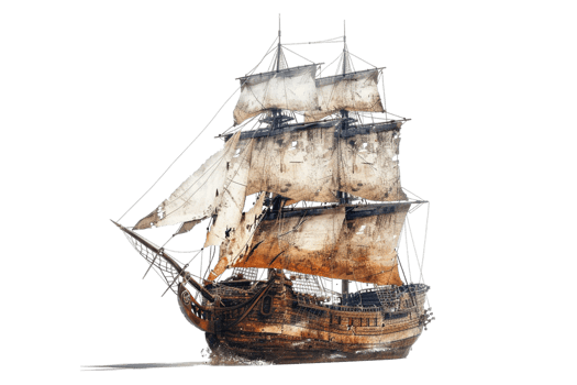 pirate ship isolated against a transparent background png