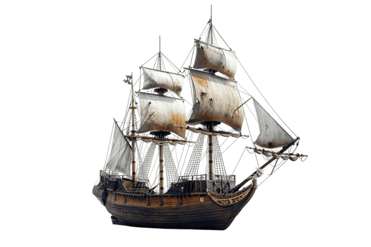 pirate ship isolated against a transparent background png