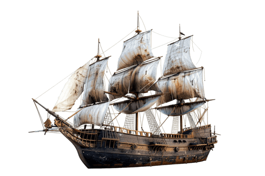 pirate ship isolated against a transparent background png