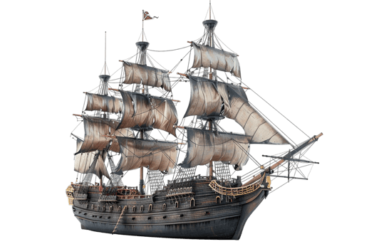 pirate ship isolated against a transparent background png