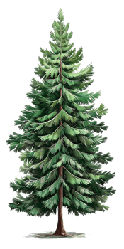 pine tree illustrated in a cartoon style and isolated against a transparent background png
