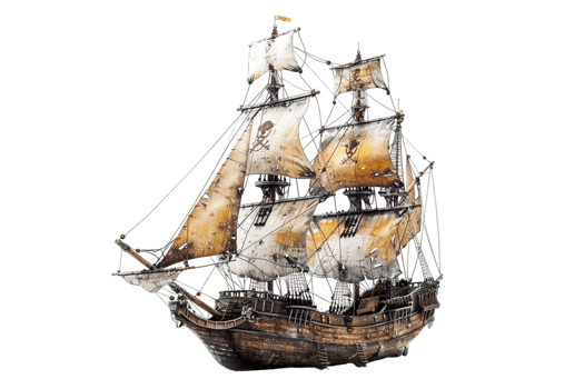 pirate ship isolated against a transparent background png